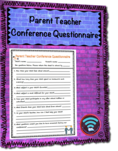 parent teacher conference questionnaire template
