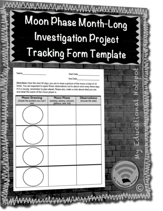 Moon Phase Month-Long Investigation Project Tracking Form