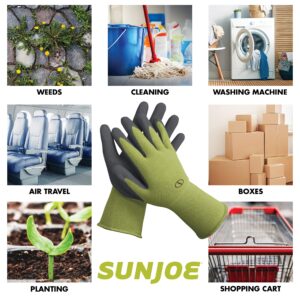 Sun Joe All-Purpose GGNP-S3 Reusable Nitrile-Palm Gloves, Tactile, Washable, One Size Fits Most, For Gardening, DIY, Set of 3, Green