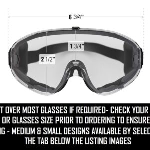 Protective Equip Safety Goggles Over Glasses - Lab Safety Goggles For Eye Protection - Scratch Resistant Clear Safety Goggles Anti Fog-for Men & Women(large)