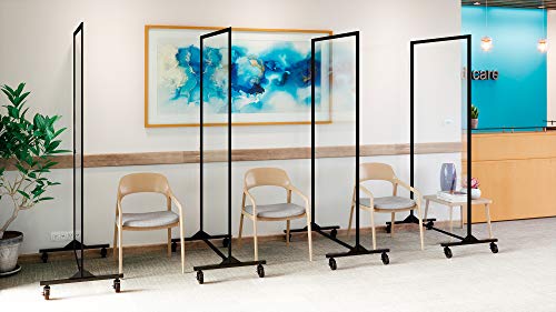 Norwood Commercial Furniture Healthy Safeguard Clear Portable Room Divider/Privacy Screen 6' 2" H- One Panel (3' 4" L) for Medical Facilities, Schools, Airports, Athletic Facilities (NOR-CRD1)