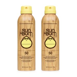 sun bum sun bum original spf 50 sunscreen spray vegan and reef friendly (octinoxate & oxybenzone free) broad spectrum moisturizing uva/uvb sunscreen with vitamin e 2 pack