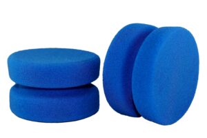 qualrite 2 pack paint sponge applicator complete with mesh hang dry storage bag, blue circular 3 inch