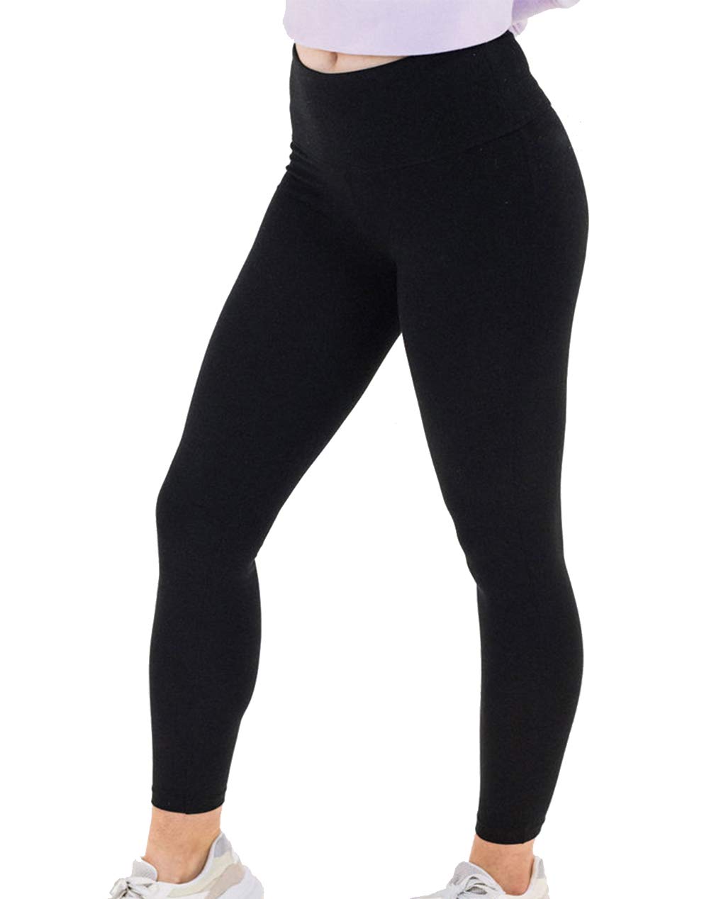 Spalding Women's Misses Activewear High Waisted Cotton/Spandex Ankle Legging, Black, XL