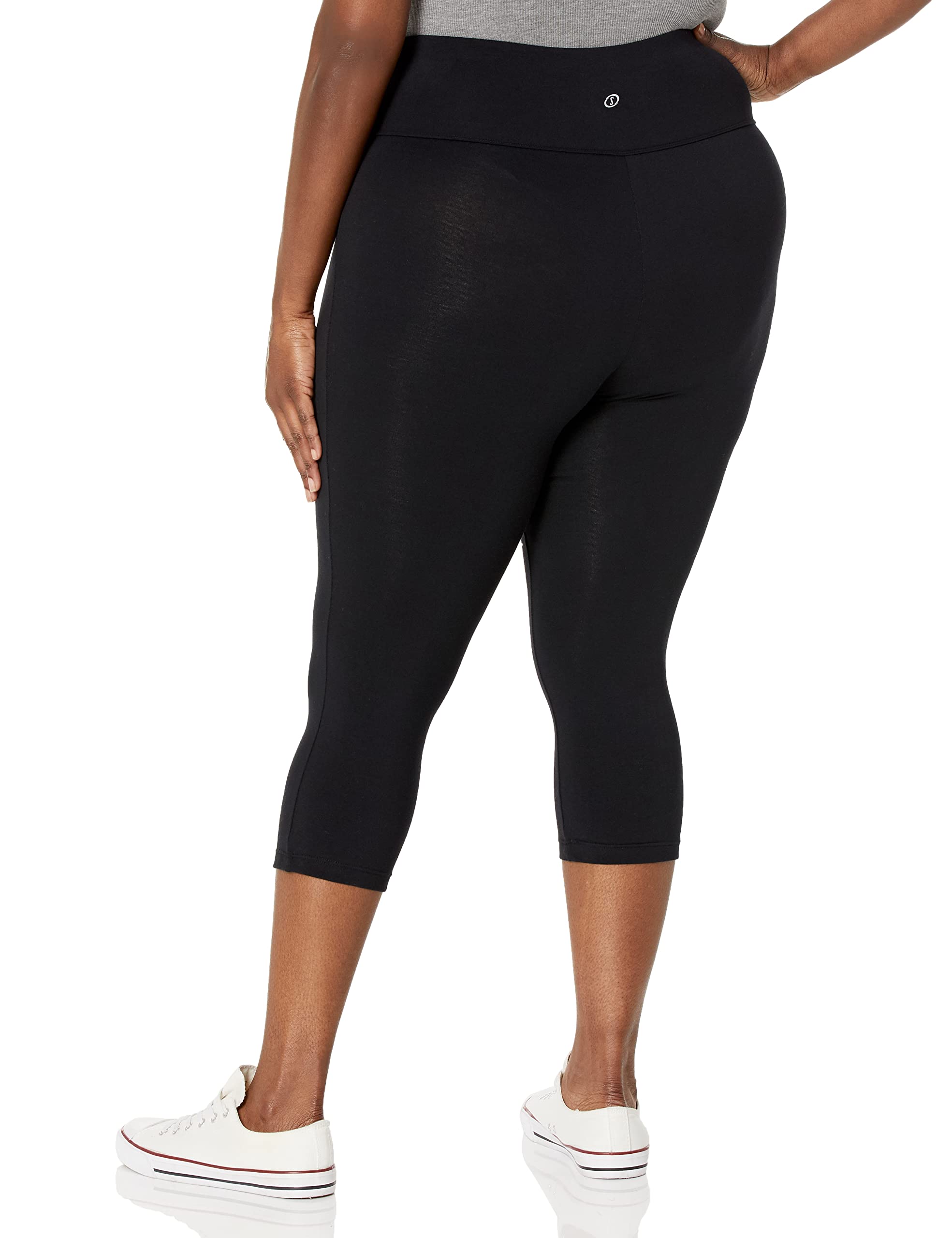 Spalding Women's High Waisted Essential Capri Legging, Black, X-Large