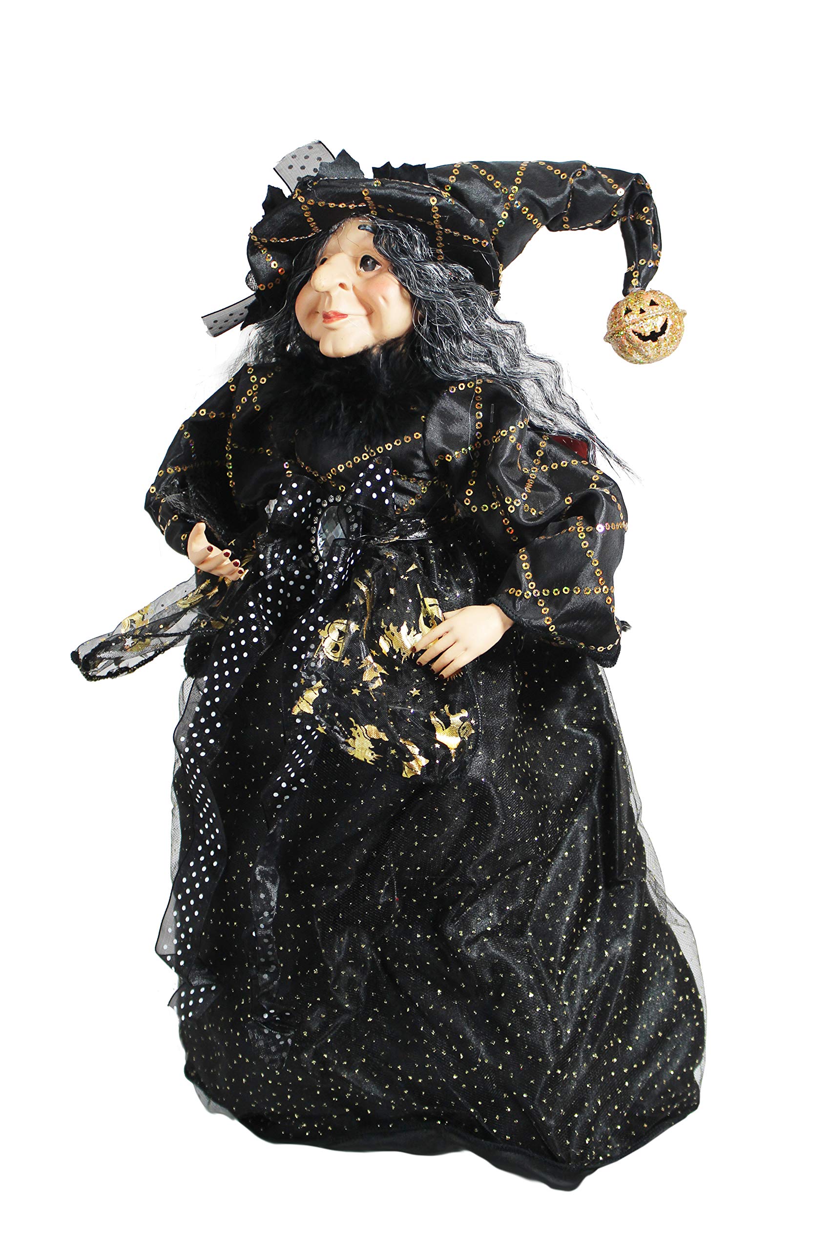 Windy Hill Collection 18" Black Bat & Pumpkin Tabletop Fabric Halloween Fall Harvest Witch Collectible Figure Figurine Plastic Cone Body 911806