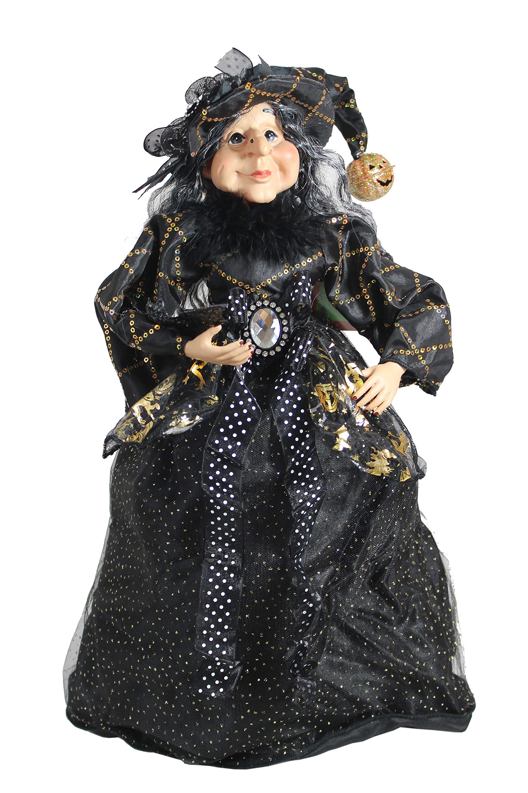 Windy Hill Collection 18" Black Bat & Pumpkin Tabletop Fabric Halloween Fall Harvest Witch Collectible Figure Figurine Plastic Cone Body 911806