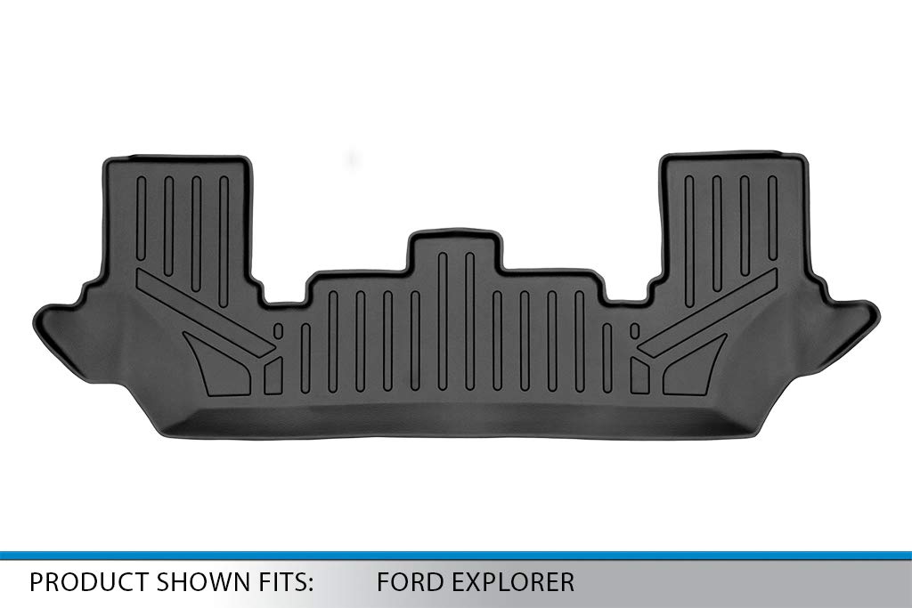 SMARTLINER All Weather Custom Fit Floor Mats 3rd Row Liner Black Compatible with 2020-2023 Compatible with Ford Explorer Only Fits with 2nd Row Bench Seats