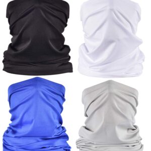 Leamekor UV Face Cover Neck Gaiter Mask Dust Protection Magic Scarf Wind Bandana Balaclava for Summer Running Fishing Biking (Black+White+Blue+Grey)