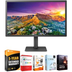 lg 24md4kl-b 24-inch ultrafine 4k uhd ips monitor with macos compatibility bundle with 1 yr cps enhanced protection pack and tech smart usa elite suite 18 standard editing software bundle