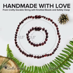 Baltic Proud Amber Necklace And Bracelet Gift Set (Unisex Cherry) - Certified Premium Quality Raw Baltic Amber