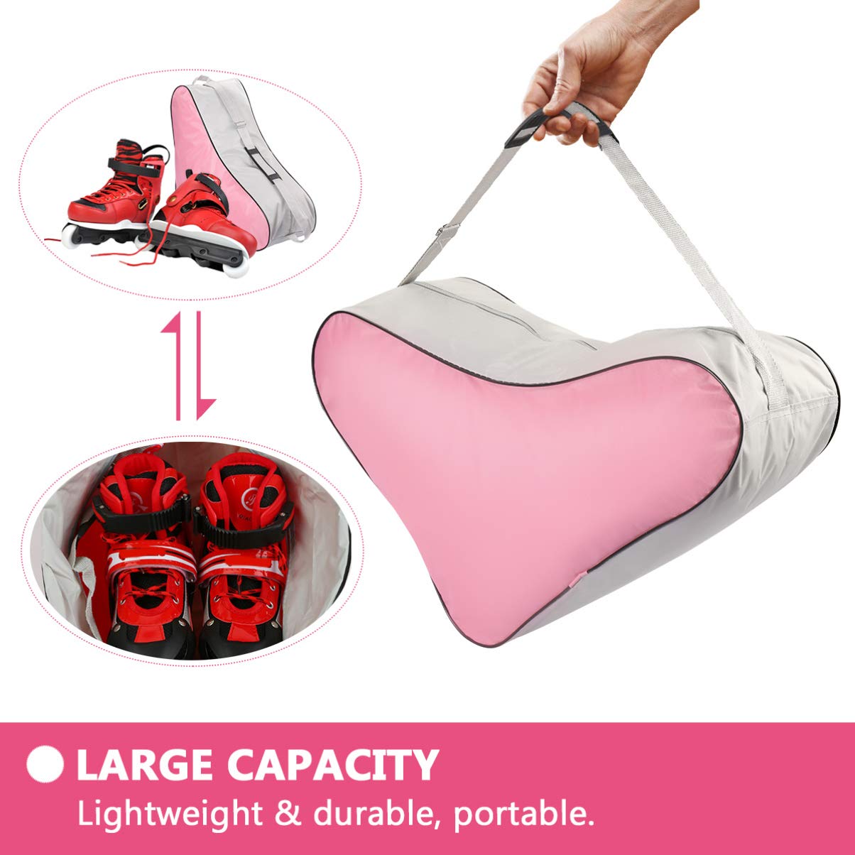 BESPORTBLE 1Pc Roller Skate Bag Skating Bag with Zipper Portable Large Capacity Triangle Bag Cloth Skate Shoe Bag for Sports Outdoor Ice Skating Bag for Girl Women