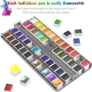 Emooqi Watercolor Paint Set, 48 Colors with 6 Metallic Colors,Hook Line Pens,Water Brushes and Water Color Papers for Artists and Beginners,Art Supplies for Painting and Watercolor Techniques