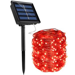 dolucky solar string lights outdoor, 1pack 72ft 200 led red solar fairy lights, waterproof solar powered copper wire string lights for yard home holiday party decor (red)