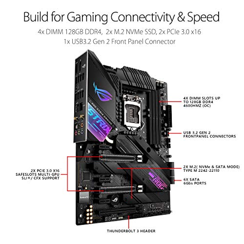 ASUS ROG Strix Z490-E Gaming Z490- WiFi 6, LGA 1200 (Intel 10th Gen) ATX Gaming Motherboard, 14+2 Power Stages, DDR4 4600, Intel 2.5 Gb Ethernet