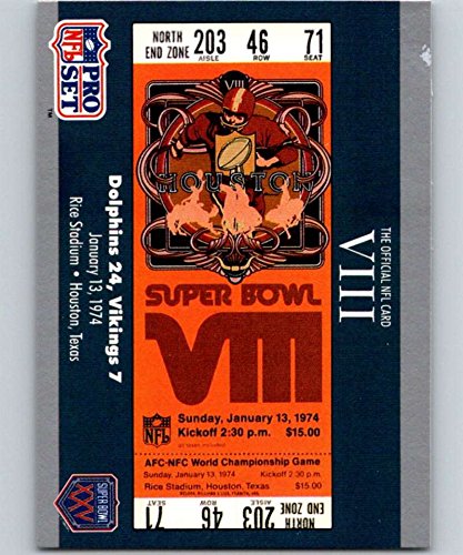 1990 Pro Set Super Bowl 160 Football #8 SB VIII Ticket Official Standard Sized NFL Trading Card