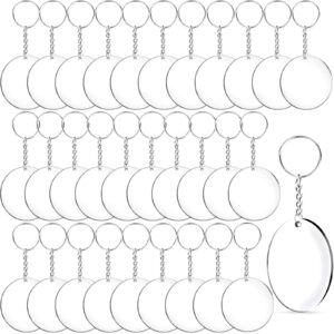 duufin 108 pieces acrylic keychain blanks with key chain rings 2 inch acrylic round ornament blanks with hole clear acrylic circle disc blank for diy projects and crafts