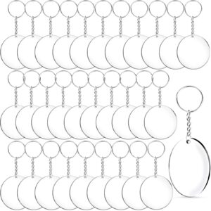 Duufin 108 Pieces Acrylic Keychain Blanks with Key Chain Rings 2 Inch Acrylic Round Ornament Blanks with Hole Clear Acrylic Circle Disc Blank for DIY Projects and Crafts