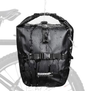 rhinowalk 20l bike bag waterproof bicycle pannier rear seat bag for cycling bicycling traveling riding, black