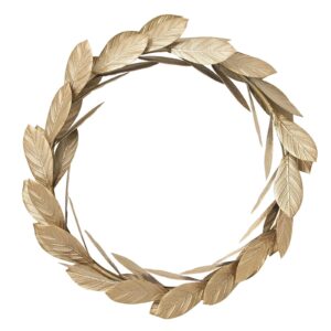 gold leaves metal wreath wall decor for front door,13 inch door wreath for christmas,window,wedding,party decoration