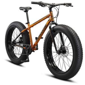 Mongoose Argus ST Fat Tire Mountain Bike for Adult Men Women, 26-Inch Wheels, Mechanical Disc Brakes, 17-Inch Steel Hardtail Frame, 7-Speed, Copper