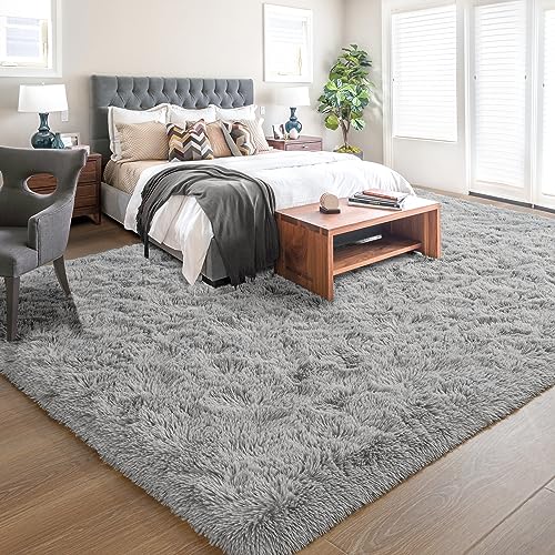 Foxmas Soft Fluffy Area Rugs for Bedroom Kids Room Plush Shaggy Nursery Rug Furry Throw Carpets for Boys Girls, College Dorm Fuzzy Rugs Living Room Home Decorate Rug, 4ft x 6ft, Grey