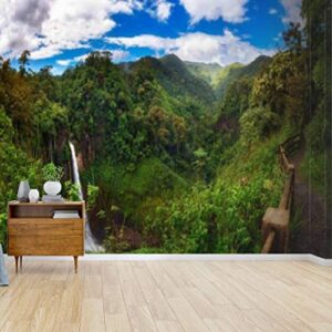 catarata del toro waterfall with surrounding mountains in costa rica canvas print wallpaper wall mural self adhesive peel & stick wallpaper home craft wall decal wall poster sticker for living room