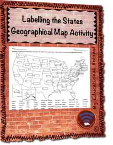 labelling the united states geographical map activity