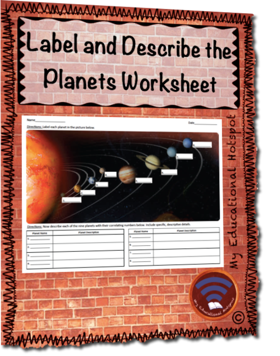 Label and Describe the Planets Worksheet