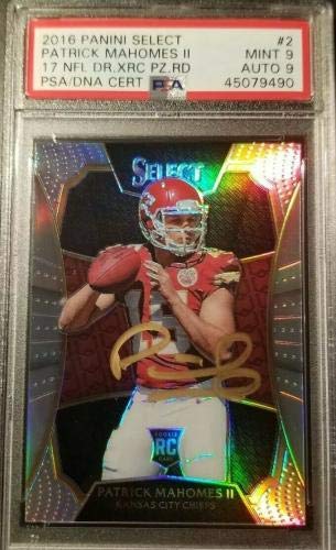 Patrick Mahomes 2016 Panini Select Redemption Prizm RC PSA MINT 9 AUTO 9 1/1 MVP - Football Slabbed Autographed Cards