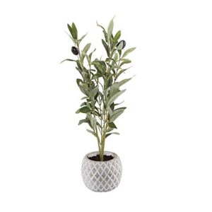 flora bunda olive tree branches artificial olive plant branches fruits silk olive in 4 in gray pineapple cement pot for home garden office wedding decorations, 16" tall (cement pot included)