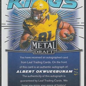 2020 Leaf Metal Draft Touchdown Kings Wave Pink Autograph #TK-AO2 Albert Okwuegbunam RC Rookie AUTO 7/10 Football Trading Card