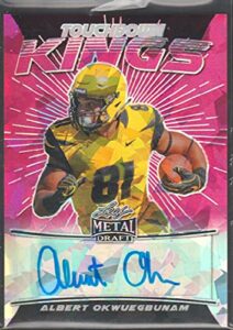 2020 leaf metal draft touchdown kings wave pink autograph #tk-ao2 albert okwuegbunam rc rookie auto 7/10 football trading card