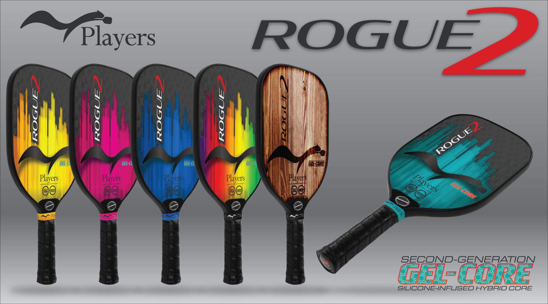 Rogue2 Second Generation Gel-Core Pickleball Paddle USAPA Approved and Made in The USA (Teal)