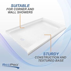 RecPro RV Shower Pan | 36" x 24" x 5" Left Drain in White | RV Shower Base | Camper Shower Pan