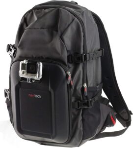 navitech action camera backpack & red storage case with integrated chest strap - compatible with the thieye t5 pro action camera