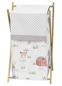 sweet jojo designs farm animals baby kid clothes laundry hamper - watercolor farmhouse lattice horse cow sheep pig