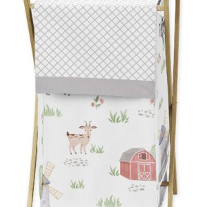 Sweet Jojo Designs Farm Animals Baby Kid Clothes Laundry Hamper - Watercolor Farmhouse Lattice Horse Cow Sheep Pig