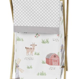 Sweet Jojo Designs Farm Animals Baby Kid Clothes Laundry Hamper - Watercolor Farmhouse Lattice Horse Cow Sheep Pig