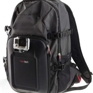 Navitech Action Camera Backpack & Red Storage Case With Integrated Chest Strap - Compatible With The AKASO V50 PRO Action Camera