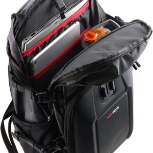 Navitech Action Camera Backpack & Red Storage Case With Integrated Chest Strap - Compatible With The AKASO V50 PRO Action Camera