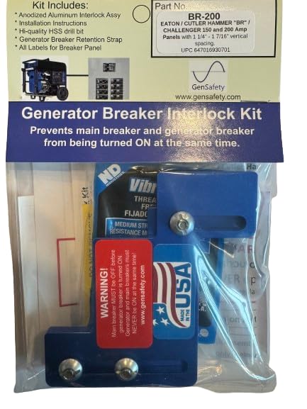 GenSafety BR-200 Generator Interlock Kit for Cutler Hammer BR and CH Series 150AMP and 200 AMP Panels - Made in USA !