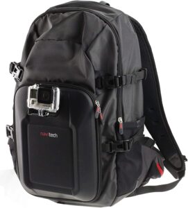 navitech action camera backpack & red storage case with integrated chest strap - compatible with the dragon touch vision 3 pro