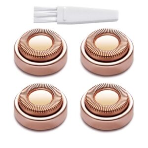 4pcs facial hair remover replacement heads, number-one hair removal blade for women's painless epilator, used for hair remover and soft touch, gold rose(cleaning brush included)