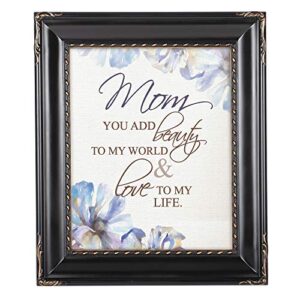 cottage garden mom you add beauty to my world black rope trim 8 x 10 table top and wall photo frame
