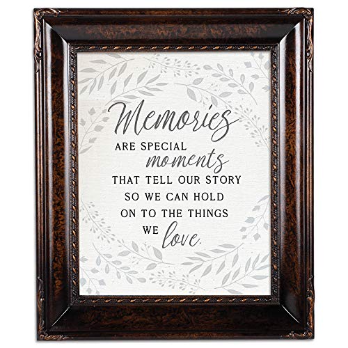 Cottage Garden Memories are Special Moments Burlwood Rope Trim 8 x 10 Table Top and Wall Photo Frame