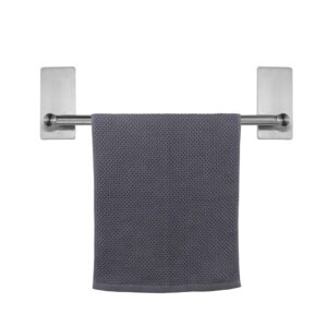 nearmoon self adhesive bathroom towel bar- stainless steel bath wall shelf rack hanging towel stick on sticky hanger contemporary style, no drilling (1 pack, brushed nickel, 12-inch towel rack)