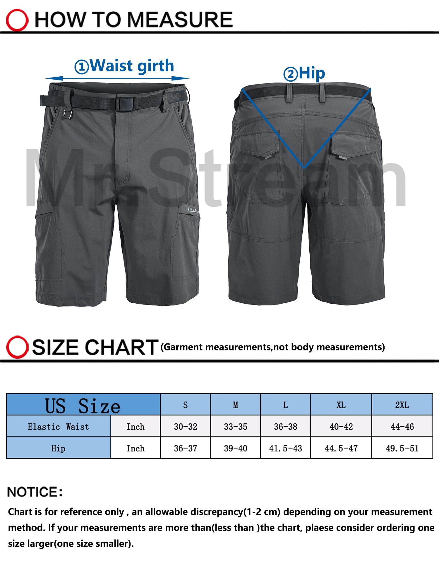 Mr.Stream Men's Hiking Relaxed Fit Golf Lounge Quick Drying Fishing Nylon Casual Shorts 3202 Blue L