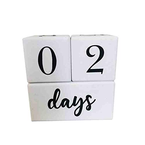 GSM Brands Baby Milestone Age Blocks - Solid Wood Blocks for Pictures - Daily, Weekly, Monthly, Yearly (Set of 3 Blocks)