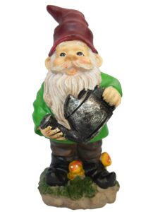 9.5 inch green garden gnome with water can y